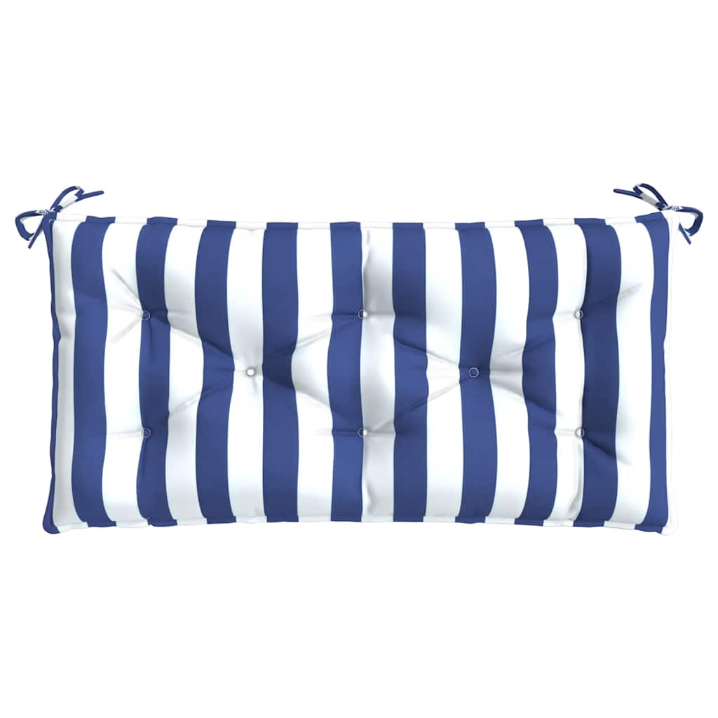 Cuscini Panca Giardino 2pz Righe Bianche Blu 100x50x7cm Tessuto