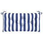 Cuscini Panca Giardino 2pz Righe Bianche Blu 100x50x7cm Tessuto