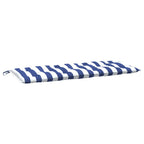 Cuscini Panca Giardino 2pz Righe Bianche Blu 120x50x7cm Tessuto