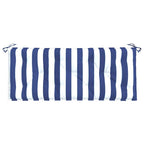 Cuscini Panca Giardino 2pz Righe Bianche Blu 120x50x7cm Tessuto