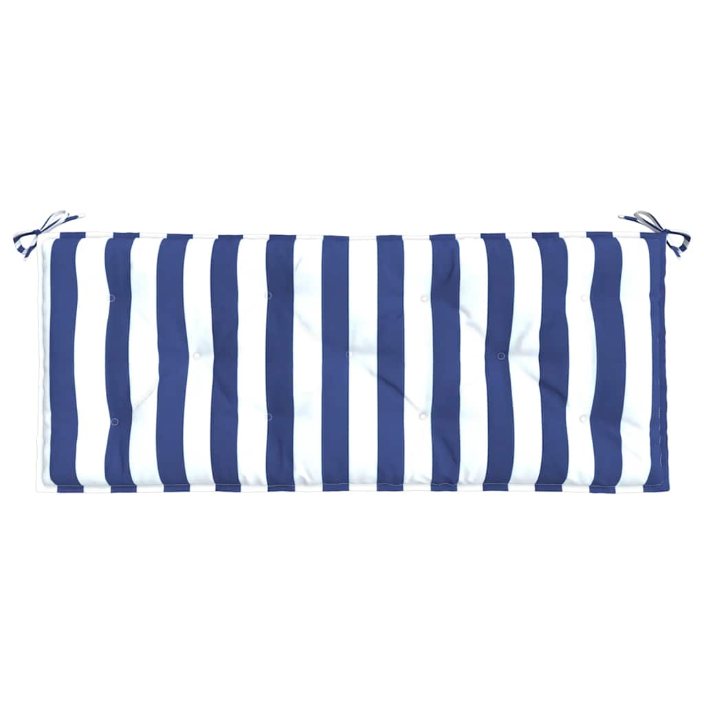 Cuscini Panca Giardino 2pz Righe Bianche Blu 120x50x7cm Tessuto