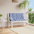 Cuscini Panca Giardino 2pz Righe Bianche Blu 120x50x7cm Tessuto