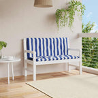 Cuscini Panca Giardino 2pz Righe Bianche Blu 120x50x7cm Tessuto
