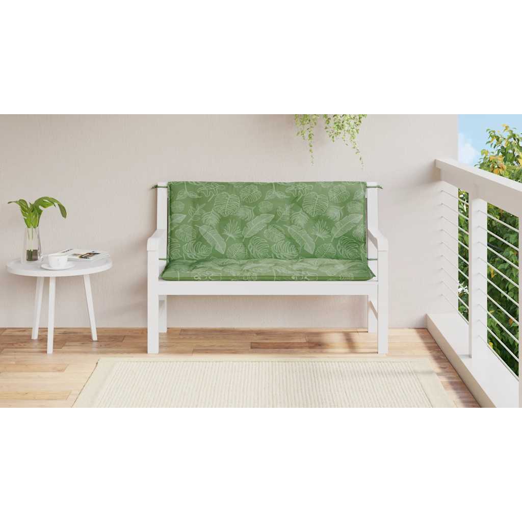 Cuscini Panca Giardino 2 pz Motivo a Foglie 120x50x7 cm Tessuto