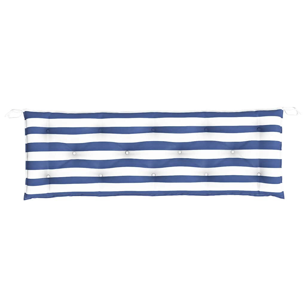 Cuscini Panca Giardino 2pz Righe Bianche Blu 150x50x7cm Tessuto