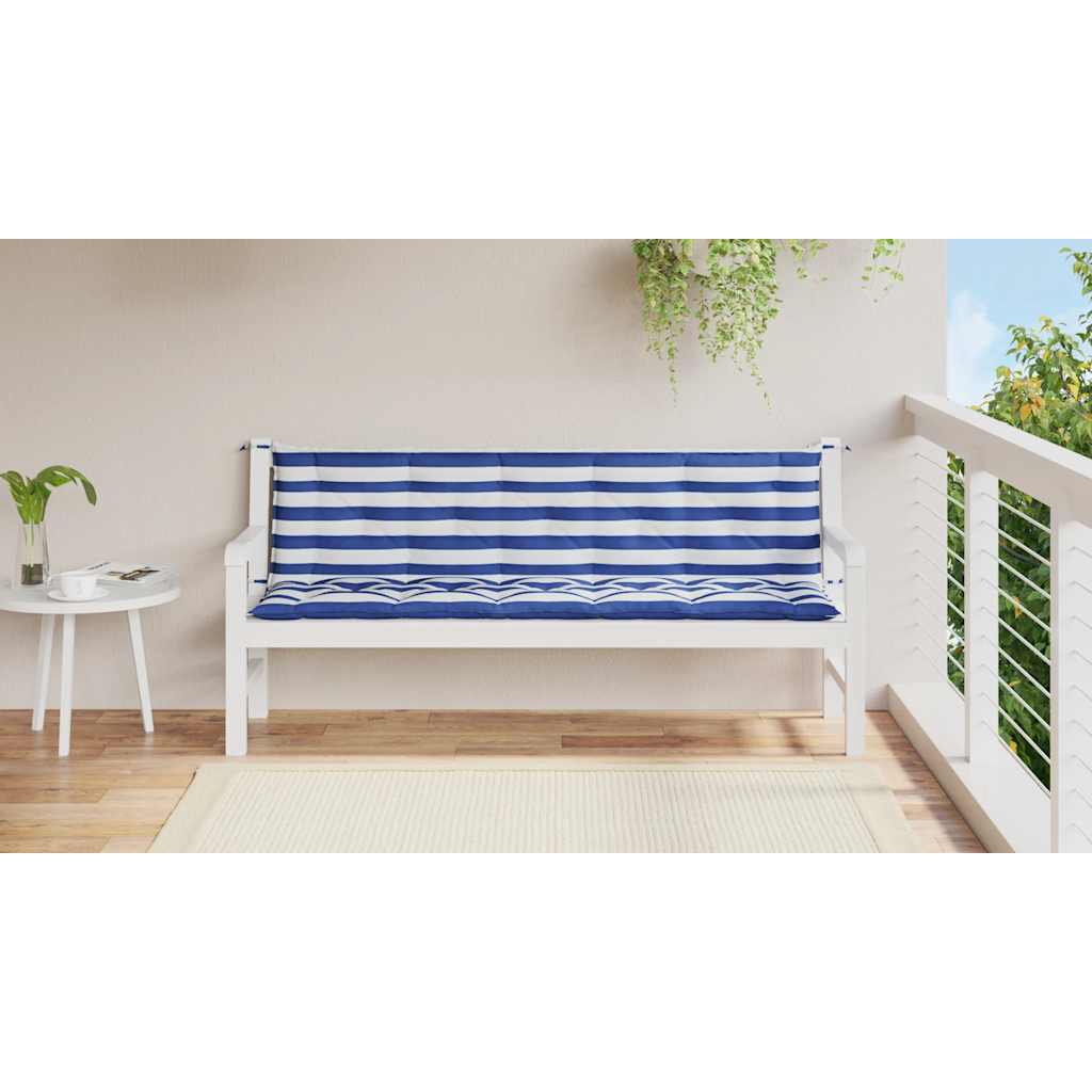 Cuscini per Panca 2 pz Strisce Blu e Bianche in Tessuto Oxford