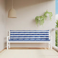 Cuscini Panca Giardino 2pz Righe Bianche Blu 200x50x7cm Tessuto