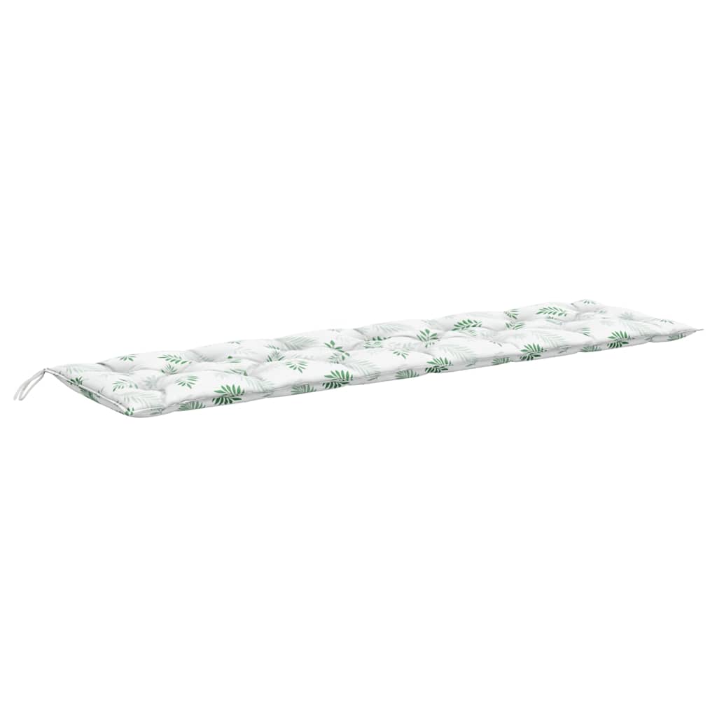 Cuscini Panca Giardino 2 pz Motivo a Foglie 200x50x7 cm Tessuto