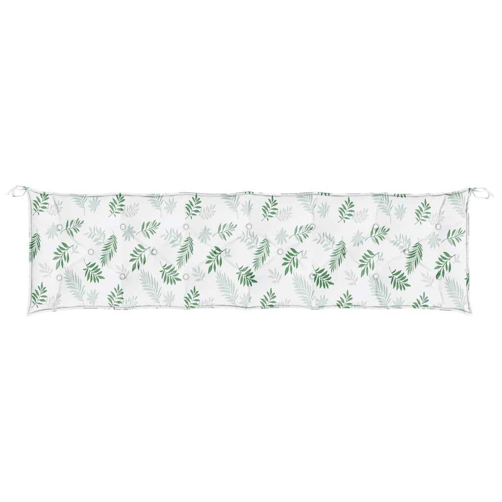 Cuscini Panca Giardino 2 pz Motivo a Foglie 200x50x7 cm Tessuto