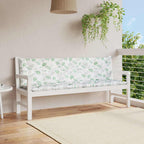 Cuscini Panca Giardino 2 pz Motivo a Foglie 200x50x7 cm Tessuto