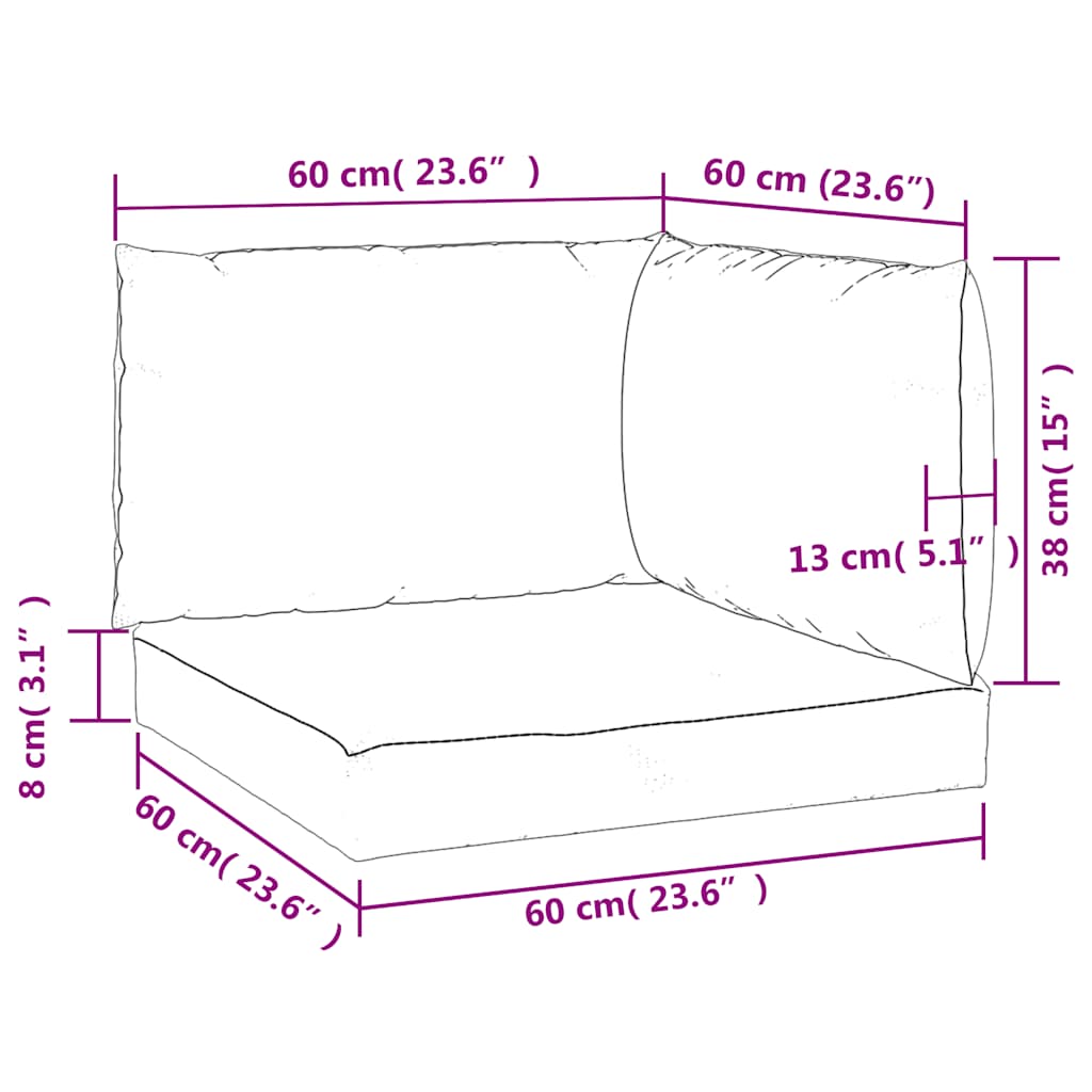 Cuscini per Pallet 3 pz Rosa in Tessuto Oxford