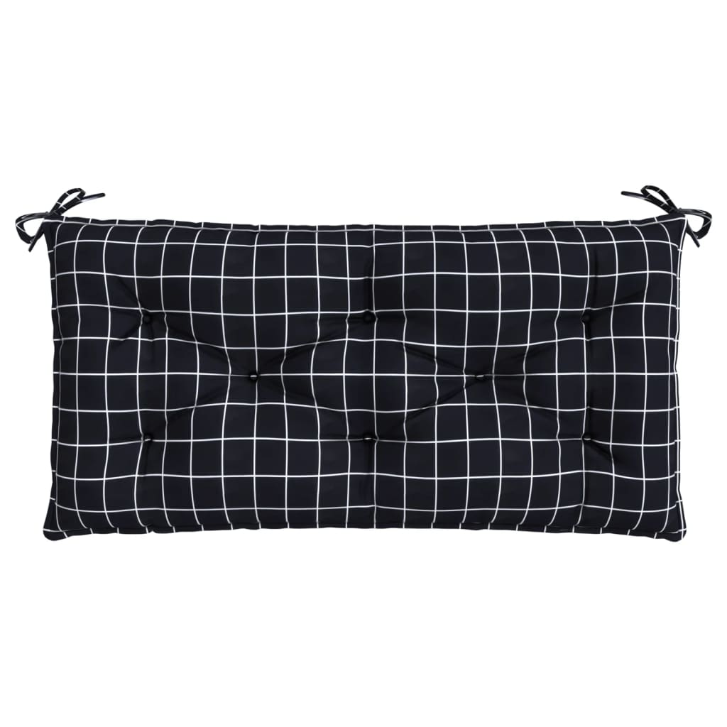 Cuscino Panca Giardino Motivo a Quadri Nero 110x50x7 cm Tessuto