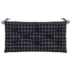 Cuscino Panca Giardino Motivo a Quadri Nero 110x50x7 cm Tessuto