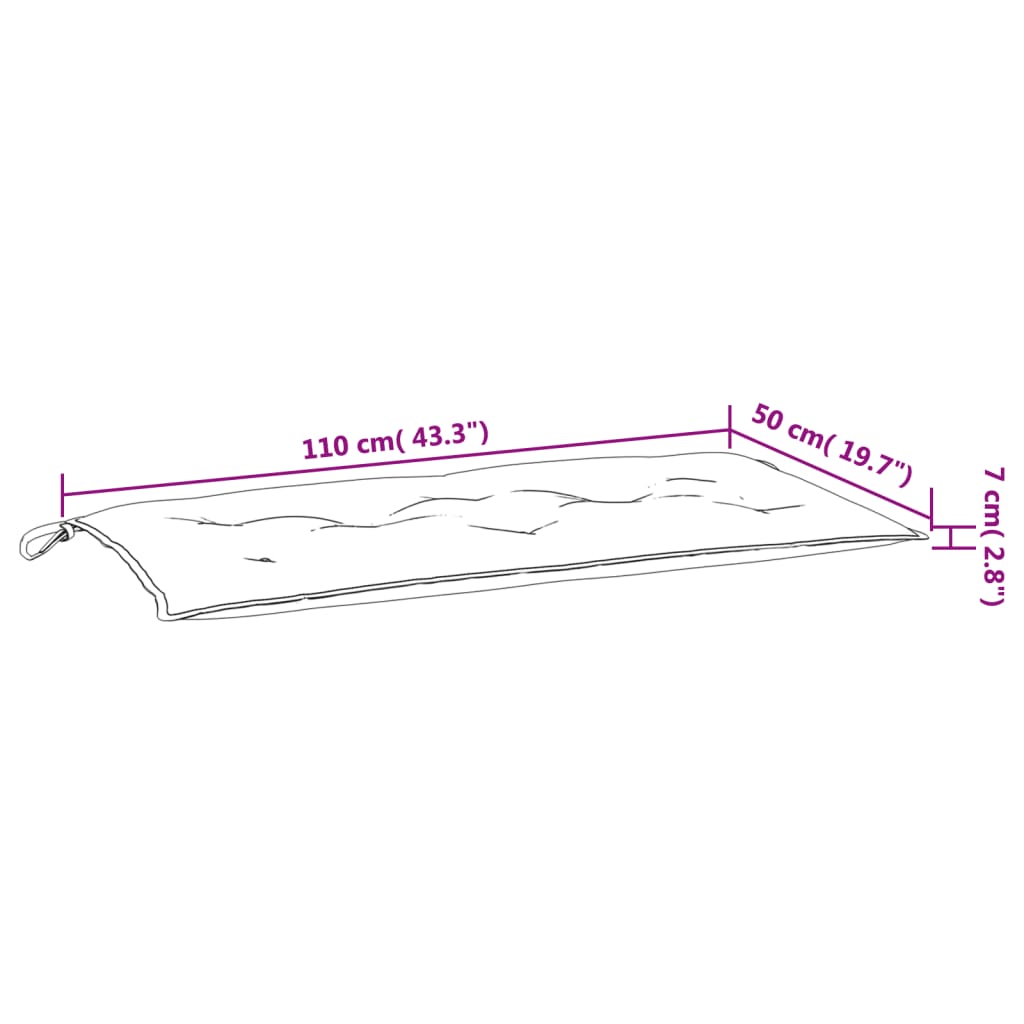 Cuscino per Panca da Giardino Turchese 110x50x7 cm in Tessuto