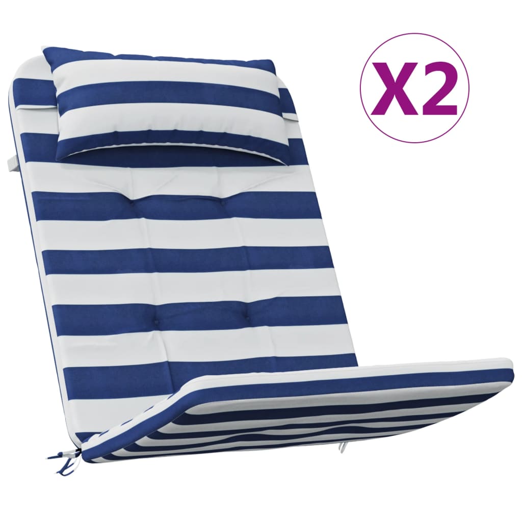 Cuscini Sedia Adirondack 2pz Strisce Bianche Blu Tessuto Oxford