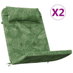 Cuscini Sedia Adirondack 2 pz Motivo a Foglie in Tessuto Oxford