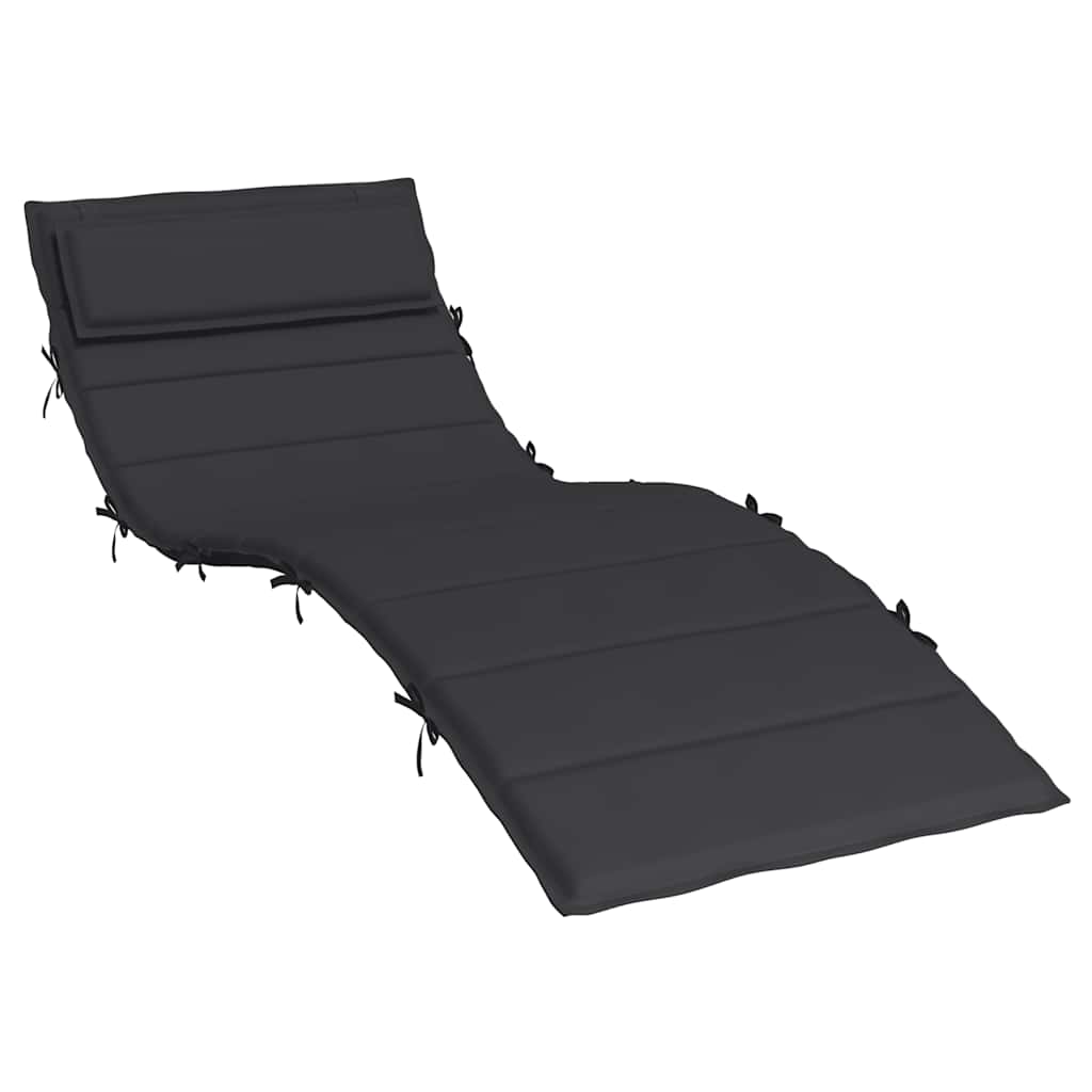 Cuscino per Lettino Nero 180x60x4 cm in Tessuto Oxford