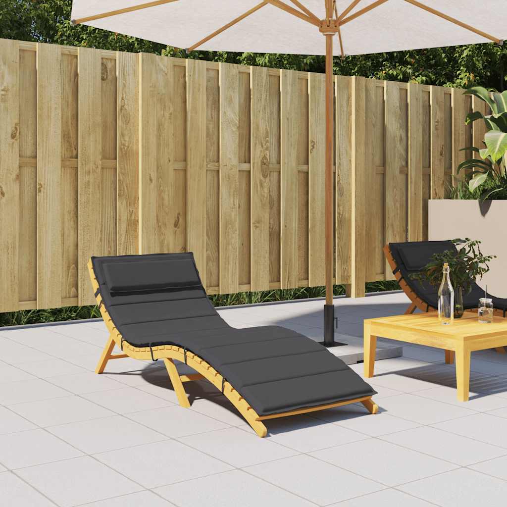 Cuscino per Lettino Nero 180x60x4 cm in Tessuto Oxford