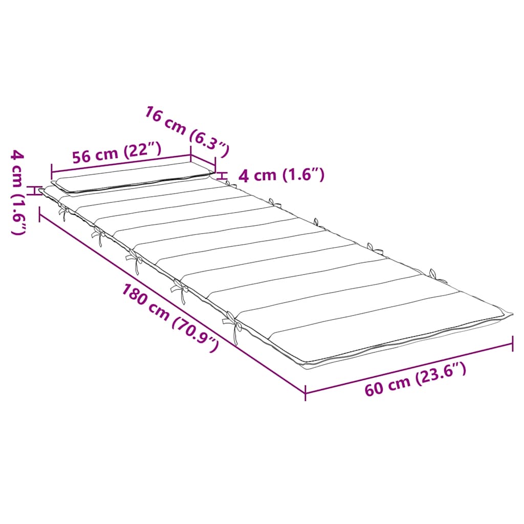 Cuscino per Lettino Tortora 180x60x4 cm in Tessuto Oxford