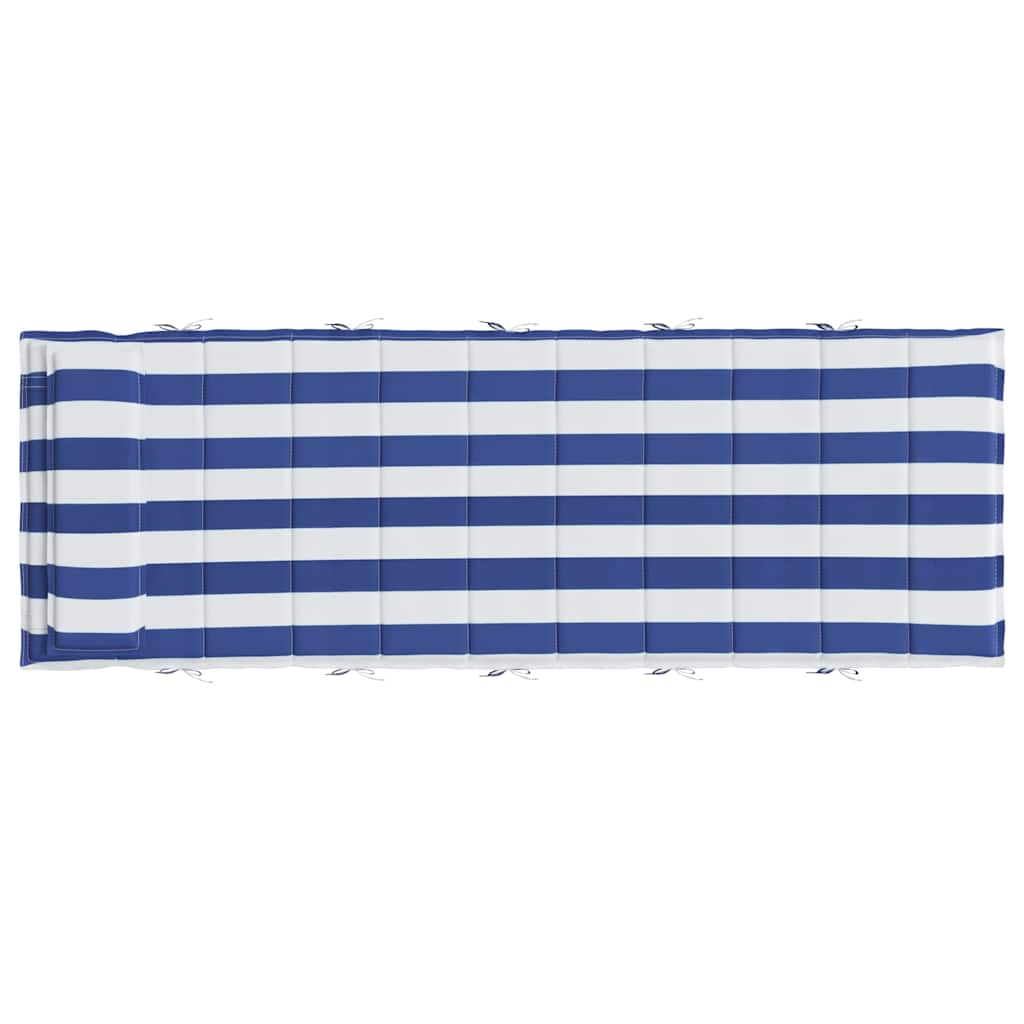 Cuscino per Lettino Righe Bianche e Blu 180x60x4 Tessuto Oxford