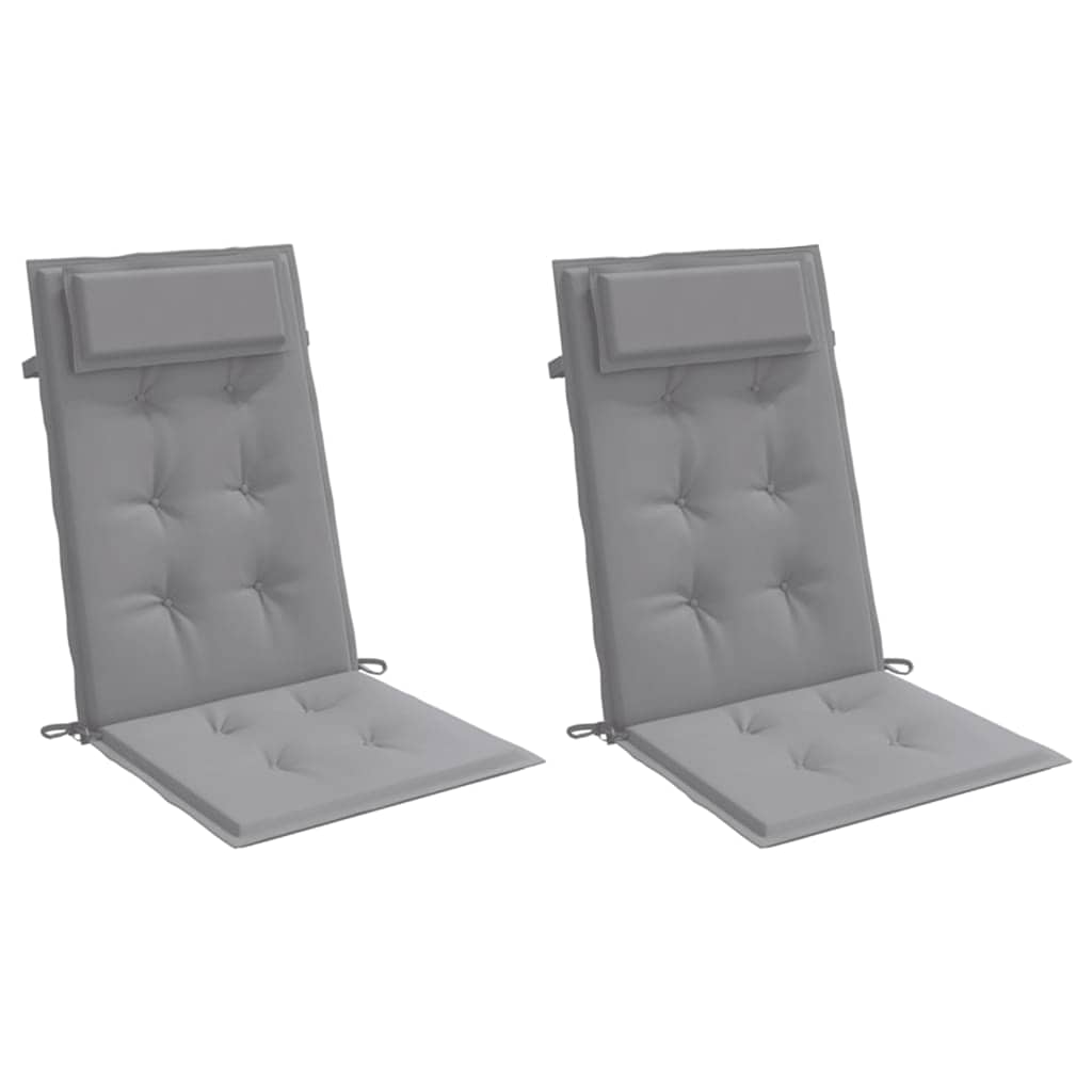 Cuscini per Sedia Schienale Alto 2 pz Grigio Tessuto Oxford