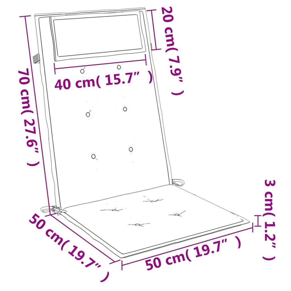 Cuscini per Sedia Schienale Alto 2 pz Grigio Tessuto Oxford