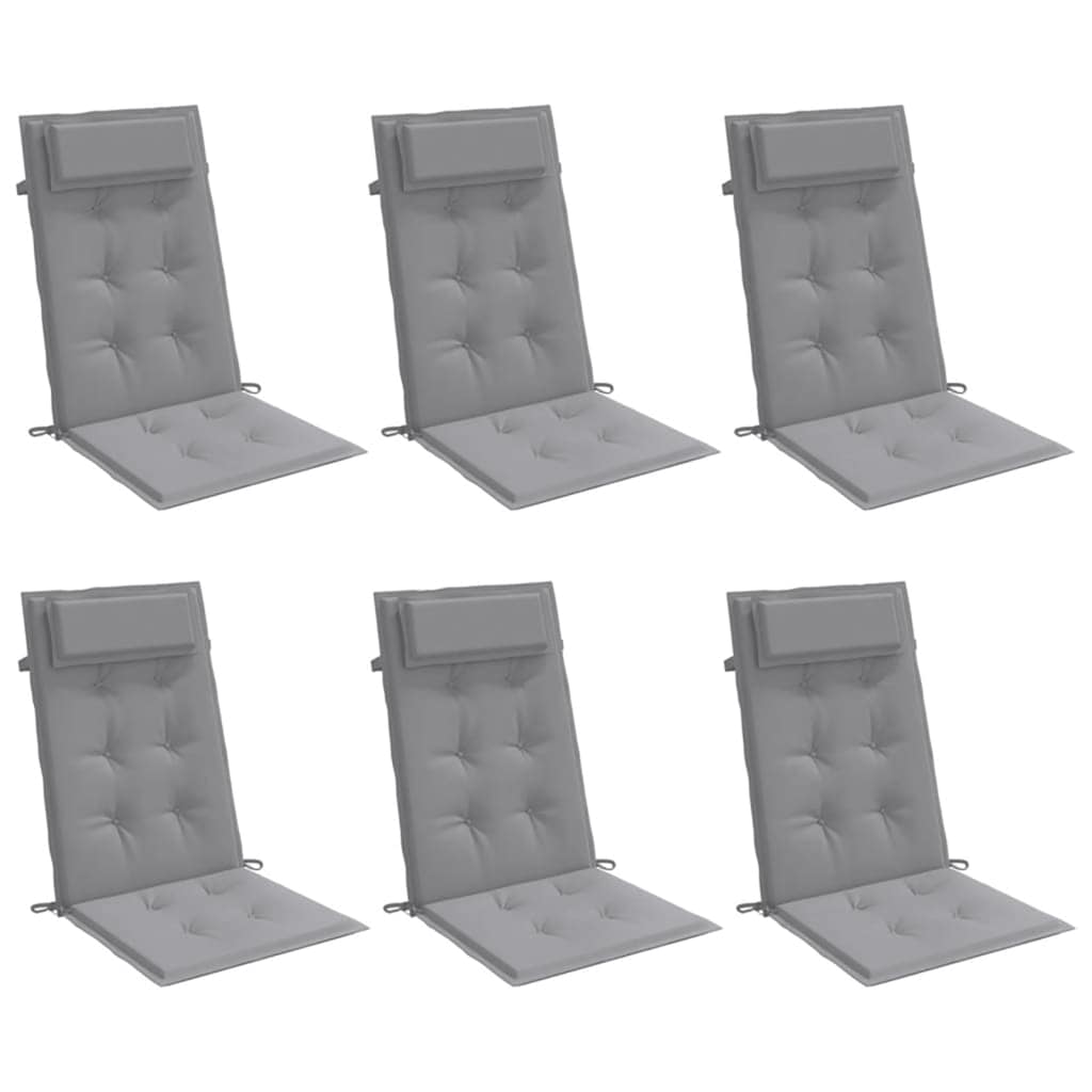 Cuscini per Sedia Schienale Alto 6 pz Grigio Tessuto Oxford