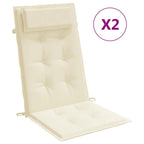 Cuscini per Sedia con Schienale Alto 2 pz Crema Tessuto Oxford