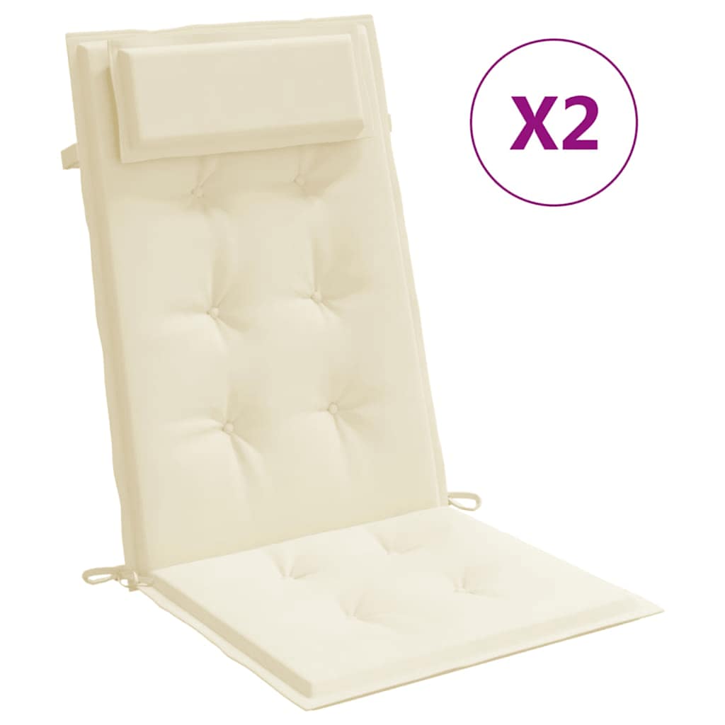 Cuscini per Sedia con Schienale Alto 2 pz Crema Tessuto Oxford