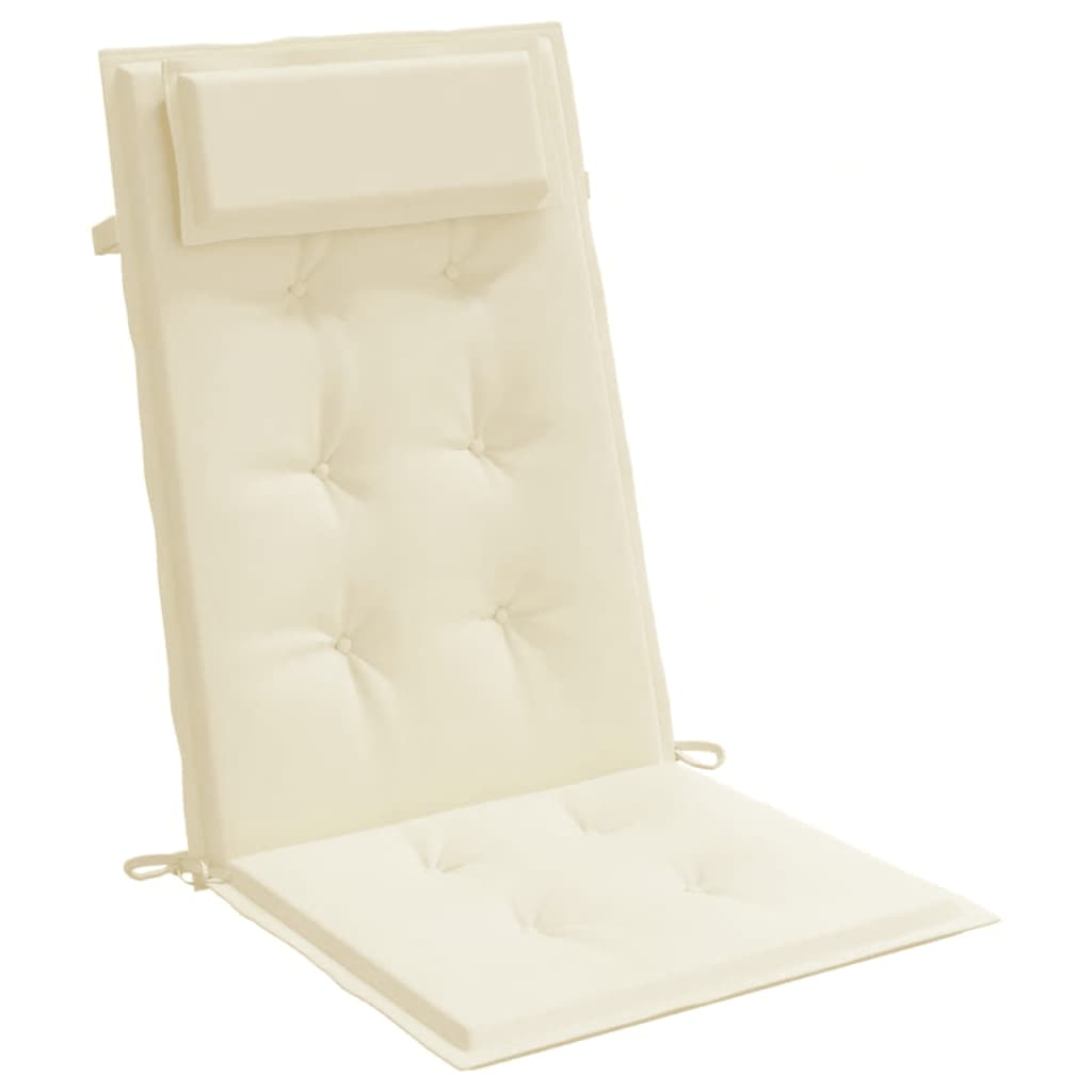 Cuscini per Sedia con Schienale Alto 2 pz Crema Tessuto Oxford
