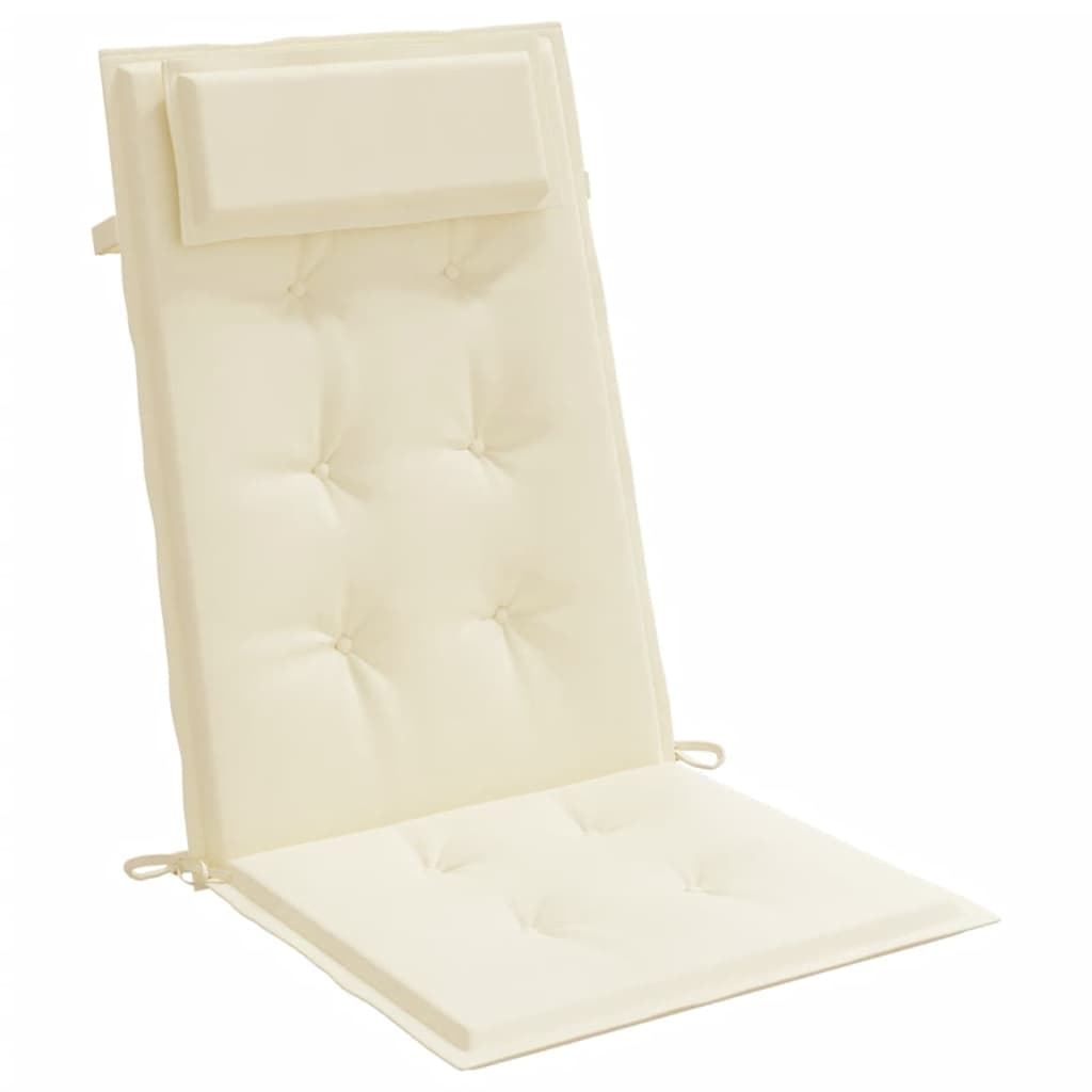 Cuscini per Sedia con Schienale Alto 4 pz Crema Tessuto Oxford