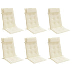 Cuscini per Sedia con Schienale Alto 6 pz Crema Tessuto Oxford