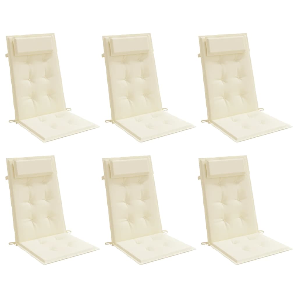 Cuscini per Sedia con Schienale Alto 6 pz Crema Tessuto Oxford