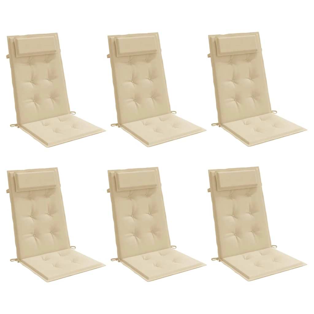 Cuscini per Sedia con Schienale Alto 6 pz Beige Tessuto Oxford