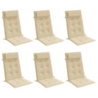 Cuscini per Sedia con Schienale Alto 6 pz Beige Tessuto Oxford