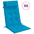 Cuscini Sedia con Schienale Alto 6 pz Blu Chiaro Tessuto Oxford