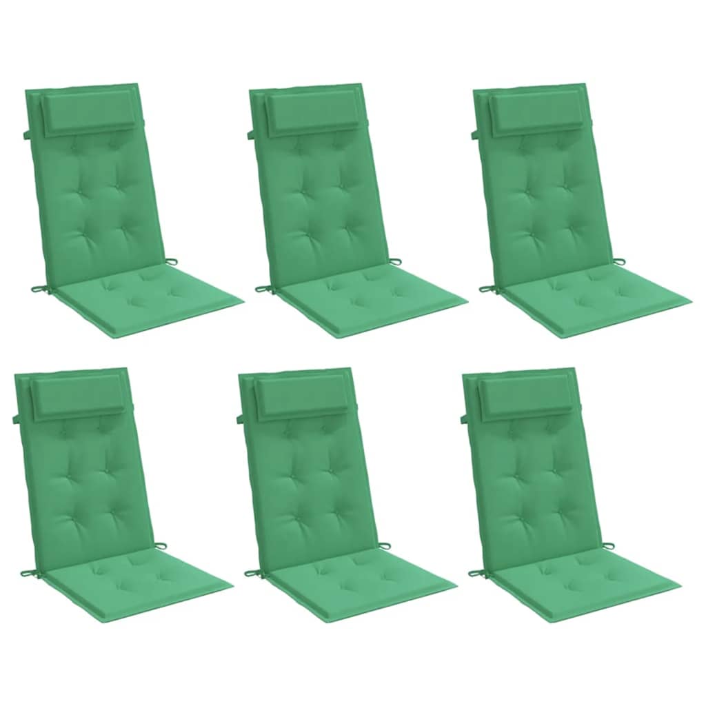 Cuscini per Sedia con Schienale Alto 6 pz Verde Tessuto Oxford