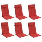 Cuscini per Sedia con Schienale Alto 6 pz Rosso Tessuto Oxford