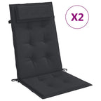 Cuscini per Sedia con Schienale Alto 2pz Nero in Tessuto Oxford