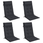 Cuscini per Sedia con Schienale Alto 4pz Nero in Tessuto Oxford