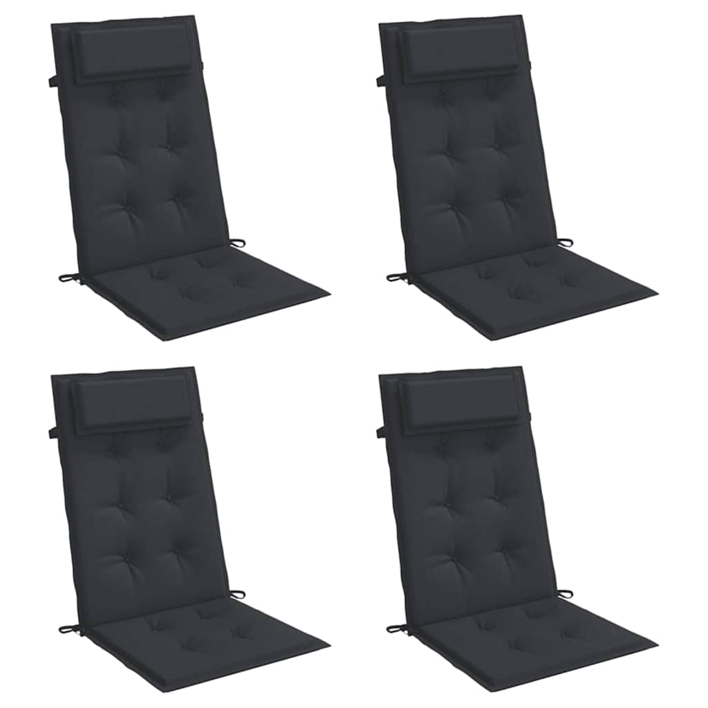 Cuscini per Sedia con Schienale Alto 4pz Nero in Tessuto Oxford