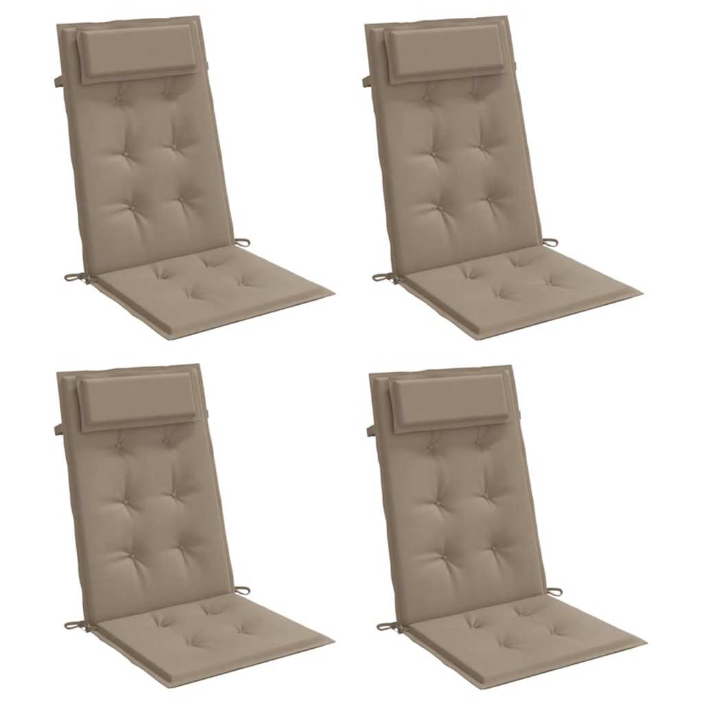 Cuscini per Sedia con Schienale Alto 4pz Tortora Tessuto Oxford