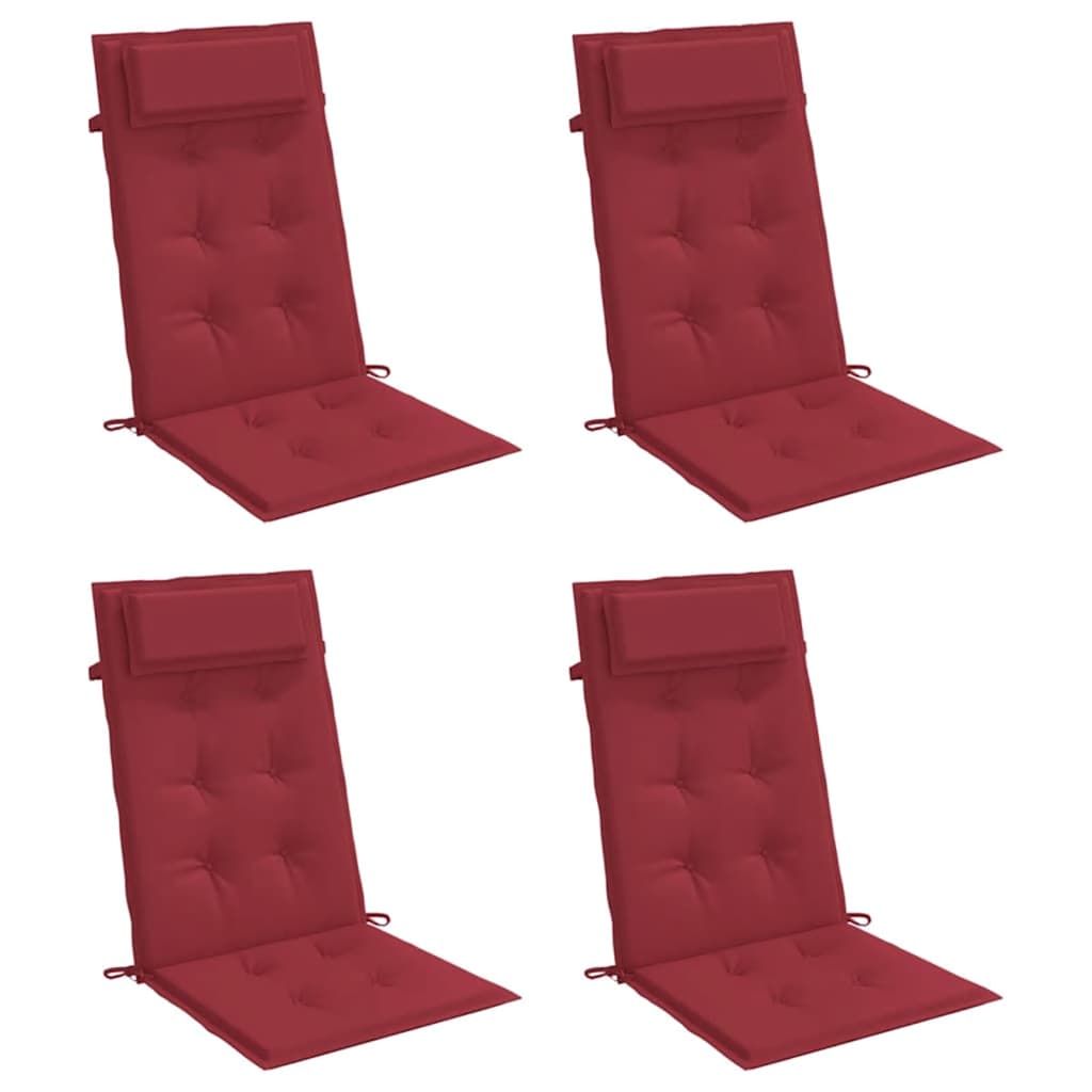 Cuscini Sedia con Schienale Alto 4 pz Rosso Vino Tessuto Oxford