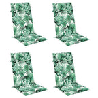 Cuscini Sedia Schienale Alto 4 pz Motivo Foglie Tessuto Oxford