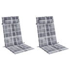 Cuscini Sedia Schienale Alto 2pz a Quadri Grigio Tessuto Oxford