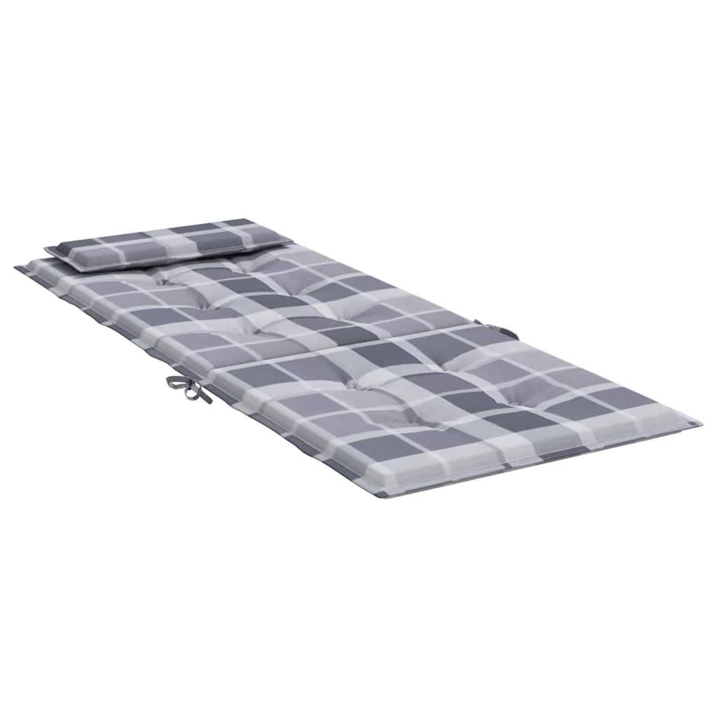 Cuscini Sedia Schienale Alto 2pz a Quadri Grigio Tessuto Oxford