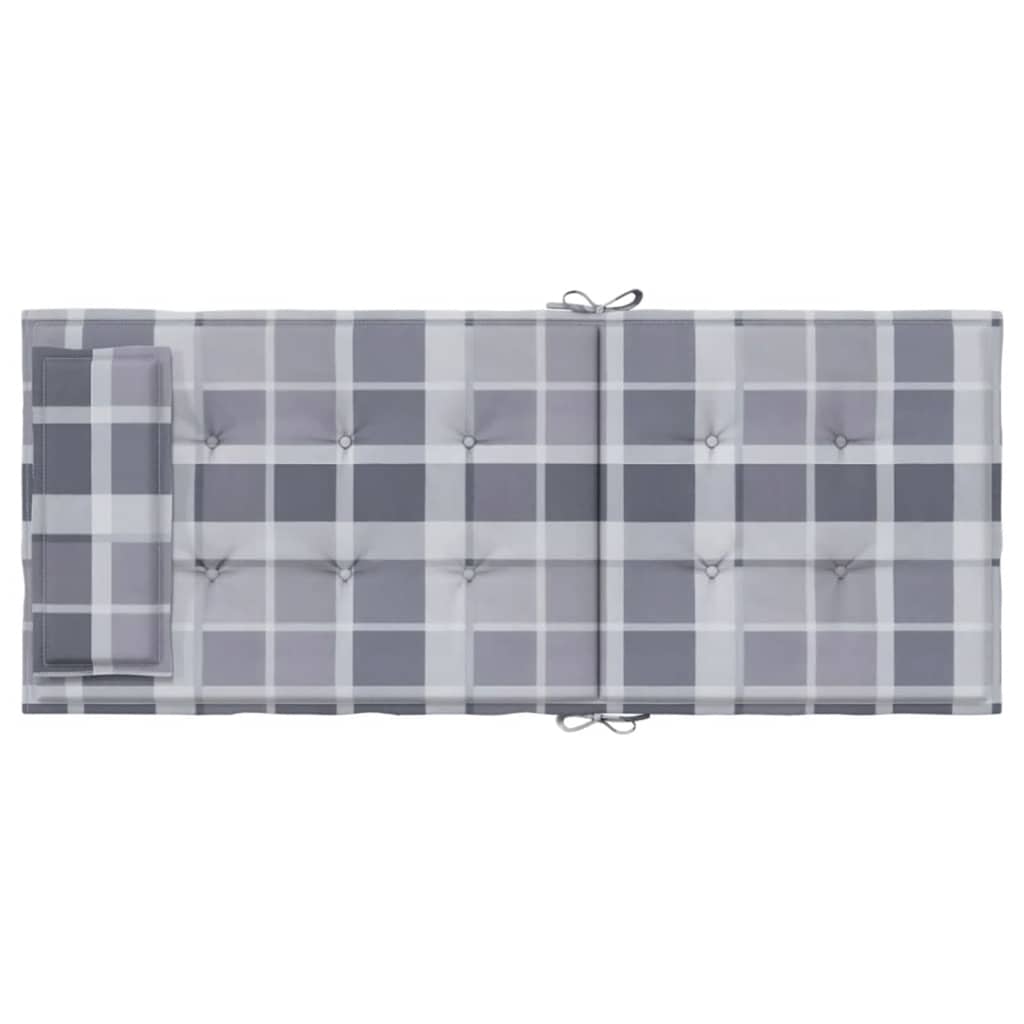 Cuscini Sedia Schienale Alto 2pz a Quadri Grigio Tessuto Oxford