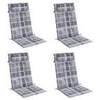 Cuscini Sedia Schienale Alto 4pz a Quadri Grigio Tessuto Oxford