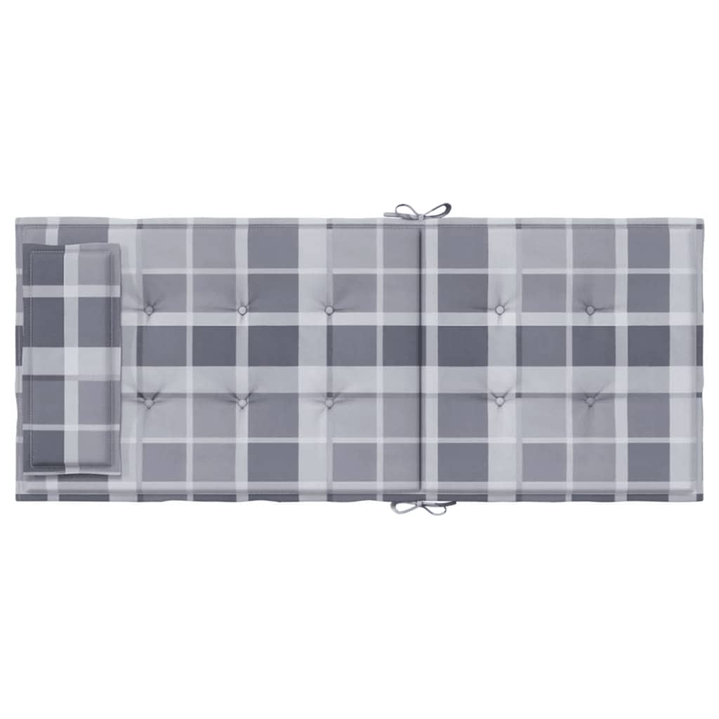 Cuscini Sedia Schienale Alto 4pz a Quadri Grigio Tessuto Oxford