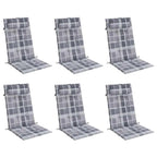 Cuscini Sedia Schienale Alto 6pz a Quadri Grigio Tessuto Oxford